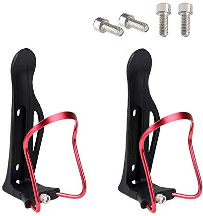 Runaup 2 Pack Bike Water Bottle Cages, Lightweight Aluminum Alloy Bicycle Water Bottle Holder Brackets for Outdoor Activities(Red)