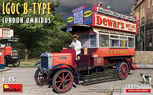 MiniArt 38021 1:35 London Omnibus LGOC Typ B-originalgetreue Nachbildung, Modellbau, Plastik Bausatz, Basteln, Hobby, Kleben, Modellbausatz, Zusammenbauen, unlackiert