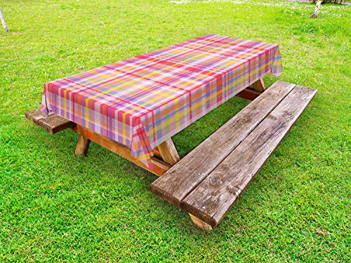 ABAKUHAUS Schottenkaro Outdoor-Tischdecke, Bunt kariert Plaid, dekorative waschbare Picknick-Tischdecke, 145 x 210 cm, Mehrfarbig