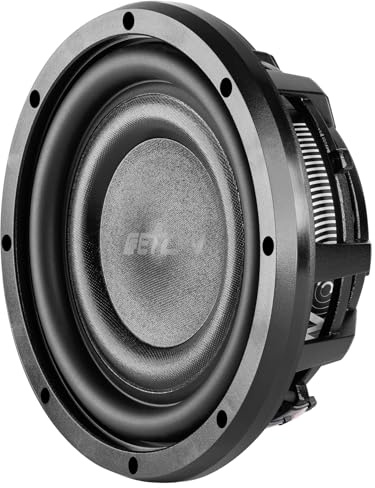 ETON MW 8 Flat Caisson de basses ultra plat 20 cm / 8 pour voiture, basse à course longue, 2 x 2 ohms, 2 x 250 W, haut-parleur basse avec aimant en ferrite, profondeur d'encastrement 74,5 mm