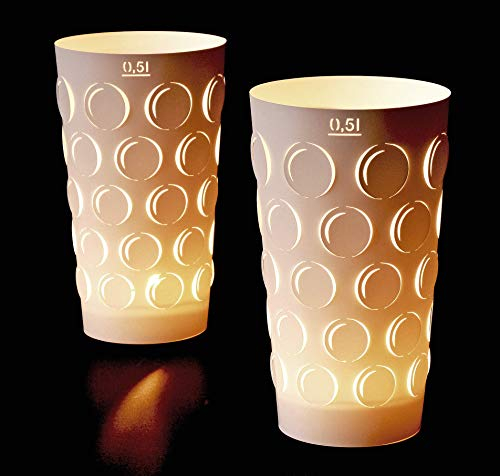 DUBBELICHT 0,5L 2ER SET WEIß, Papierschirm für Pfälzer Dubbeglas oder Teelichtglas, originelle Geschenkidee oder Souvenir aus der schönen Pfalz