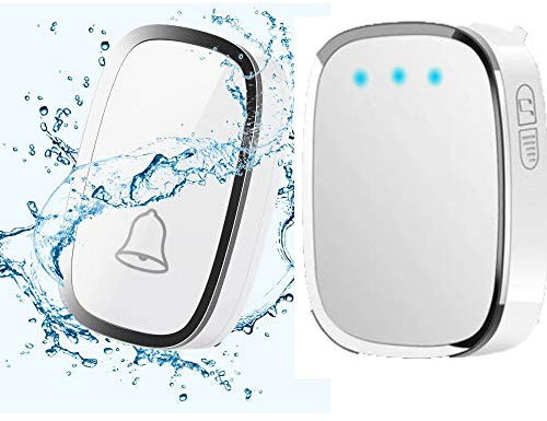 Wireless Doorbell, DoorBell with 36 Chimes,4 Levels Volume & Blue Light, Waterproof Doorbell, 300M Operating Range Doorbell Chime Kit Wall Plug in for Home