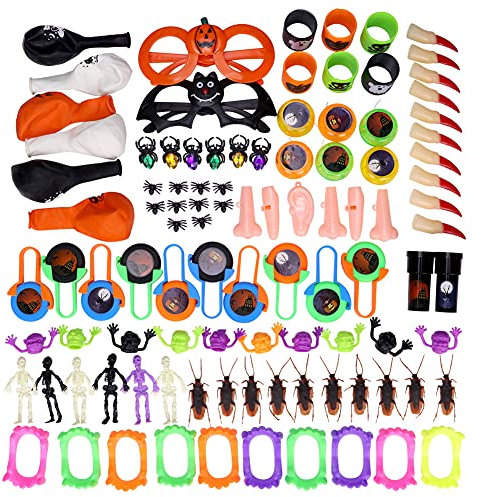 URFEDA Halloween Neuheiten Spielzeug, Halloween Party Spielzeug 100 gemischte Party Spielzeug sensorische Fidget Simulation Spielzeug Zahnersatz Spinne Totenkopf Kinder Spielzeug für Kinder Erwachsene
