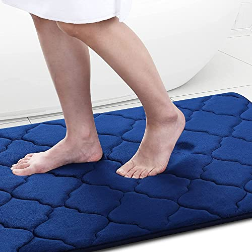 Homaxy Memory Foam Badezimmerteppich rutschfest Badematte Weich Badteppich Saugfähige Badvorleger Waschbar Pflegeleichte Duschvorleger - 60 x 120 cm, Marineblau