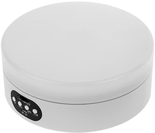 PrimeMatik - Elektrischer Drehteller 16cm weiß mit LED-Beleuchtung