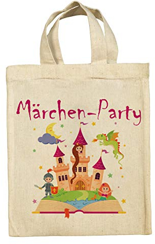 clothinx Lustige Kindergeburtstag Tasche Mitgebsel Beutel im Set mit Geburtstag Motto Märchen 5er Pack