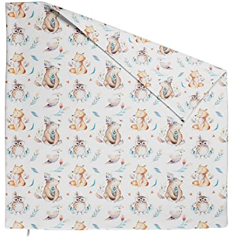 TherapieWelt Kinder Kissenbezug Baby Kopfkissenbezug zum Kissen Kissenhülle ohne Füllung - Zierkissenbezug Baumwolle Bezug mit Reißverschluss 60x80cm Fuchs Bär Eule weiß braun