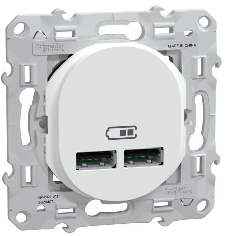 Schneider Electric - Ovalis - Prise double chargeur USB A+A 10,5W - Blanc - S320407