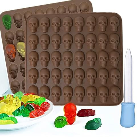 ysister 2er Set Totenkopf Schokoladenform,Halloween 3D Silikonform,Schokoladenform aus Silikon,Halloween Silikonform Pralinen für Schokolade, Candy, Gelee, Pralinen, Eiswürfel and Seifen