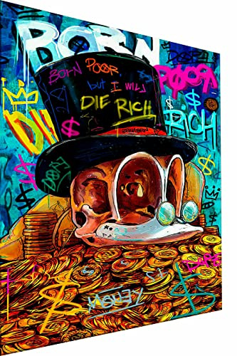 Magic Canvas Art Pop Art Geld Money Leinwandbild 1- teilig Hochwertiger Kunstdruck Wandbilder – B8128, Größe: 60 x 30 cm, Mehrfarbig