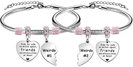 Best Friends Gift For Women,Reminder Friendship Silver Pendant Bracelet Adjustable Jewellery For BFF Bestie Sisters Colleague Birthday Christmas Graduation Bracelet Gift (Side By Side Friends)