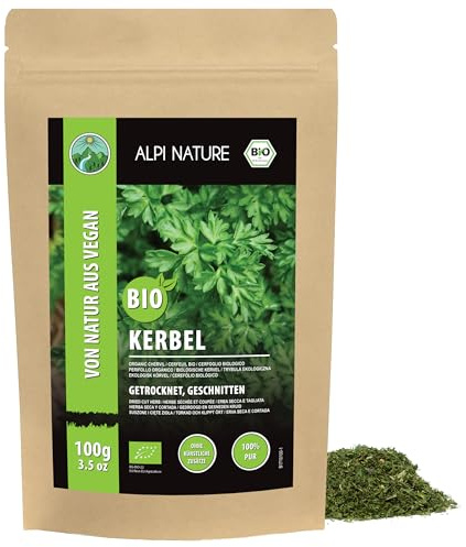 Alpi Nature Cerfoglio BIO 100g, Cerfoglio Foglie Essiccate e Tagliate, Spezia Classica Francese