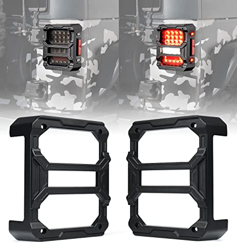 Xprite Rücklichtschutz mit verschiebbaren Stangen-Design, selbstpatentierte Rücklichtabdeckungen kompatibel mit Jeep Wrangler JK JKU 2007-2018, Paar