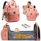 Fexkean Sac à Dos à Langer pour Bébé, Sac à Dos Pour lit bébé, Sac à langer de voyage portable avec lit pliable Grande Capacité Sac à Couches Multifonction Imperméable-(Rose)