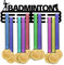 PandaHall Medaillenhalter Badminton Medaillenständer Preisband Cheer 3 Linien Sport Award Rack Wandhalterung Eisenrahmen Für Über 50 Medaillen Halskette Schmuck 15.75 Zoll/40cm