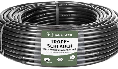 HaGa Tropfschlauch 16mm ohne Druckkompensierung | 50m Länge | Bewässerungssystem - Wassersparender Bewässerungsschlauch für automatische Pflanzenbewässerung im Garten