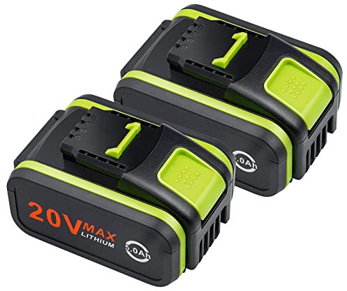LabTEC 20V 5.0 Ah Battery for Worx WA3553, Li-ion Battery Replacement for Worx WA3760 WA3765 WA3883 WA3869 WA3880 WA3867 WA3881 WX800 WG894E WX166 Power Tool Battery x 2 Packs