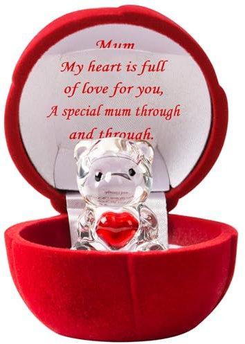 ERWEI Crystal Bear in Gift Box for a Special Mum Glass Bear Figurines for Mum Mummy Mama Mothers Day Christmas Birthday Gifts for Mother