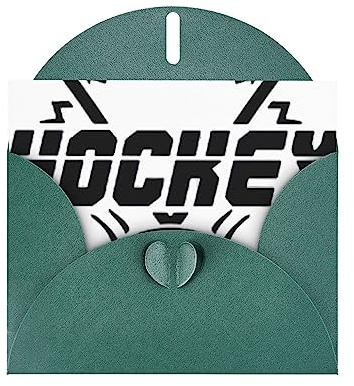 Dunkelgrüne Eishockey-Grußkarte aus hochwertigem Perlpapier: >> 10,2 x 15,2 cm, für Geburtstagskarte, Party-Einladungskarte