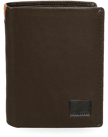 Pepe Jeans Marshal Portefeuilles et Porte-Monnaie en Cuir de Vachette Noir, Marron, Bleu et Gris, Marron, Talla única, Portefeuille