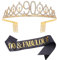 Dimetey '90 & Fabulous' Schärpe & Strass Tiara Set - 90. Geburtstag Geschenke für Frauen - Schwarz Gold - Damen 90 Geburtstag Party Dekoration (Schwarz 90th), Large, Metall, Konglomerat