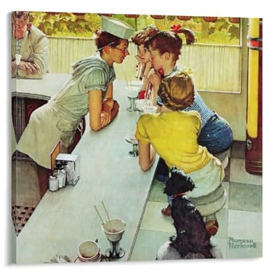 YOOSONG Poster mit amerikanischem Maler, Norman Rockwell, Soda Jerk, coole Kunstwerke, Gemälde, Wandkunst, Leinwanddrucke, hängende Bilder, Poster, 30 x 30 cm