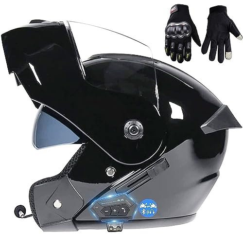 Casco De Moto Integrado Bluetooth, Casco De Moto Integral Modular, Certificación ECE Cascos De Moto Integrales Con Doble Visera, Micrófono De Altavoz Integrado Para Respuesta D,L
