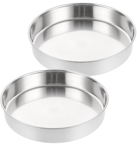 VIDETOL 2 Stück Backform Rund, 26 x 5,5 CM Kuchenform Rund, Edelstahl Kuchenbackform für Kuchen