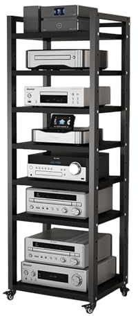 Meuble Chaine Hifi Rack Audio Tower Stand 5 6 7 8 Tier, Armoire Média Av Avec Étagère Réglable En Hauteur Pour Studio De Vie Rangement Des Composants, Plancher Mobile Tourne-disque Stéréo ( Color : 7