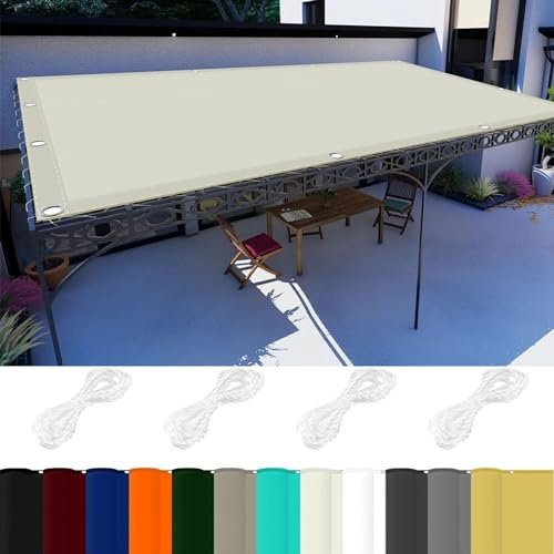 Sun Segel Sonnensegel 3 x 6 m 98% UV Schutz Sonnensegel Balkon Regenschutz mit Ösen Und Kordel,Ohne Bohren für Balkon Terrasse Garten Camping, Elfenbein