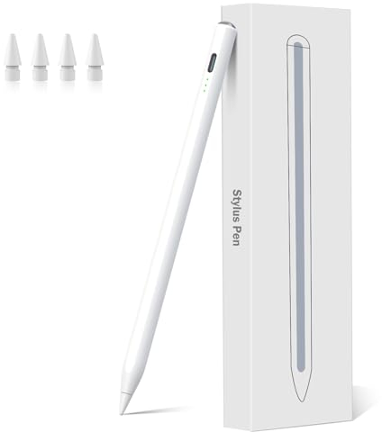 Fulkeley Stylus Stift für iPad Apple 2018-2024, 13 Minuten Ladezeit, iPad Stift Kompatibel mit Einigen iPad/iPad Pro/iPad Air/iPad Mini, Palm Rejection, Neigungssensitivität, Hohe Präziser, Magnetisch