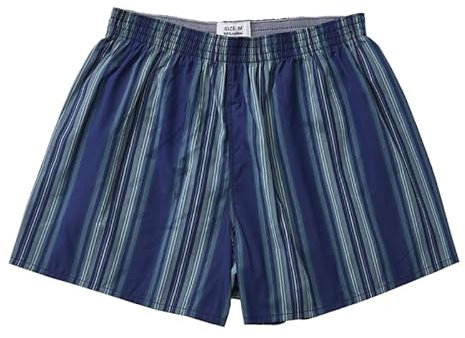 Hialegion Caleçon de Pyjama Confortable pour Homme Rayé et à Carreaux Boxershort Tissé 100% Coton Souplesse Caleçon Short Womem S