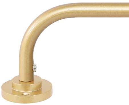 Hei!Dear Gold Gardinenstange, modern, verstellbar, 1,6 cm, umlaufende Fensterstange für 71,1-152,4 cm Fenster, schlankes geschwungenes Design, robuste dekorative Gardinenstange für Schlafzimmer oder