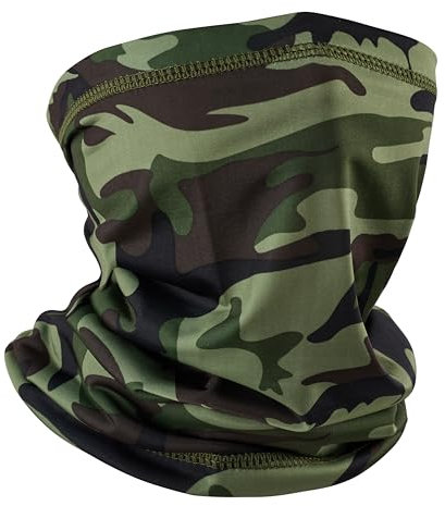 Fousam Neck Gaiter for Men, Women, Cooling Mask, Face & Neck Cover Scarf, for Sun Protection, Hiking, Fishing, Hunting, Woodland Camo, One size