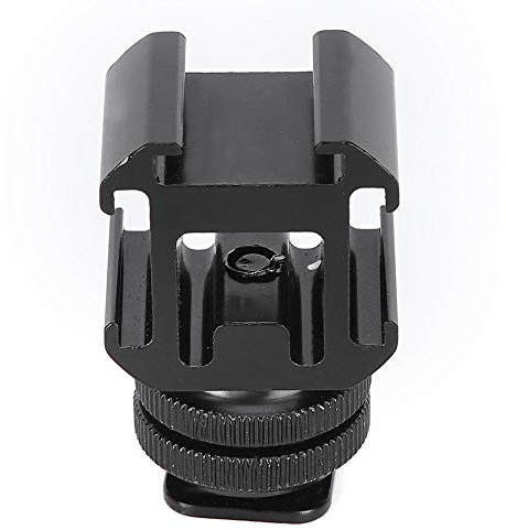Chromlives - Adaptador de zapata fría, zapata de flash a 1/4 1/4 pulgadas Dual Layer Screw Cold Shoe Hot Adapter Bracket Stand, One for Three Multifunción, Fill Light Stand Camera