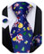 DiBanGu Mens Weihnachten Krawatte Set Lustige festliche Krawatte Gewebte Pocket Square Manschettenknöpfe Set mit Geschenkbox, Blau und rot Weihnachtsmann