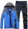Generisch Langlaufski Set Herren, Skianzug Herren 2 Teilig Set Mit Kapuzen Skianzug Jacke Und Hosen Schneeanzug Winter Skibekleidung Warme Skijacke Winddicht Tracksuit Wasserdicht Schneemantel