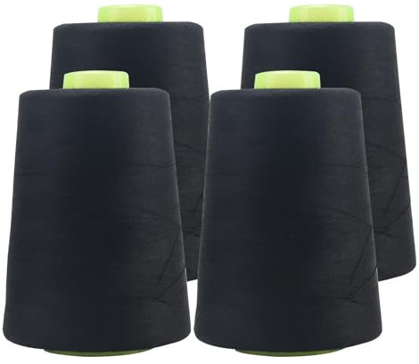 FOGAWA 4 rotoli * 5000 yards Rocchetti di filo da cucito 40S/2, Filato da cucito universale poliestere filo da cucito a mano Filo da cucire per Cucito, Quilting, Patchwork(nero)