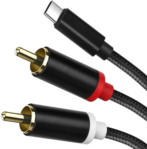 WORLDBOYU USB C to RCA Cable Audio Aux Adapter, Stereo Y Splitter Adapter for Select iPhone, iPad and iPod Models for Power Amplifier, Car, Home Theater, Speaker and More 4.5 Metres