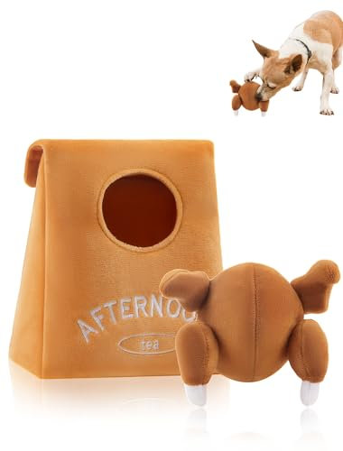 Remedare Quietschspielzeug für Hunde, Plüsch Truthahn mit Kauspielzeug & Tasche, interaktives Versteckspielzeug, Haustierspielzeug