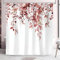 Hopomoon Rideau de Douche Botanique Rouge Feuilles 180x180 cm,Lavables Textile Rideau de Bain imperméable pour Baignoire avec 12 Crochets