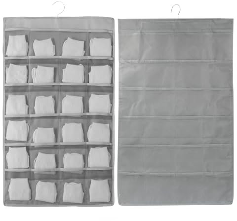 Wisebom 2 Stücke Kleiderschrank Organizer Hängend mit 36 Taschen, Doppelseitig Unterwäsche Organizer, 80 x 48cm Faltbar Hängeorganizer, Platzsparend Aufbewahrung Netztaschen für Unterwäsche BH Socken