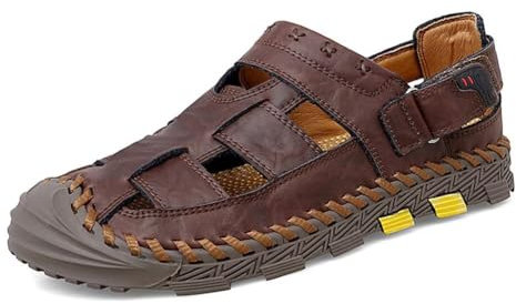 Rivccku sandales homme Cuir Marche chaussure de randonnée Sandales de Randonnée Été Nu-Pieds Sandales de Sport D'extérieur Bout Fermé Sandales de Marche Sandales de Trekking