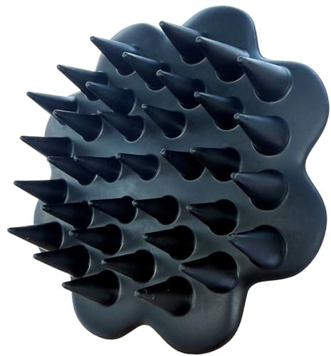 Massaggiatore Capelli Silicone,Spazzola Per Shampoo,Spazzola Manuale Per Massaggio Per Bagnati e Asciutti,Pulizia profonda e Esfoliazione Delicata,Stimola la Crescita Capelli (Nero)