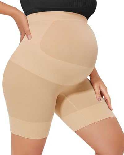 JUKOTA Culotte Grossesse Taille Haute Shorty Anti Frottement Cuisse sous Robe Short Maternité - Beige/XL