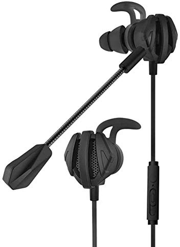 MOVKZACV G6 Gaming Auricolari cablati con doppio microfono, cuffie in-ear da gioco con cancellazione del rumore, auricolari adatti per PC, telefono cellulare (Blcack)