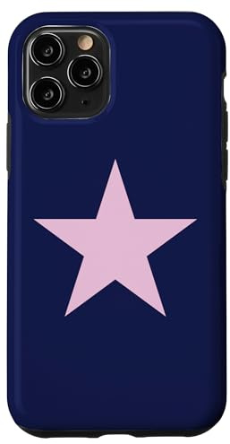 Pink Star Minimalist Navy Blue Aesthetic Case for iPhone 11 Pro