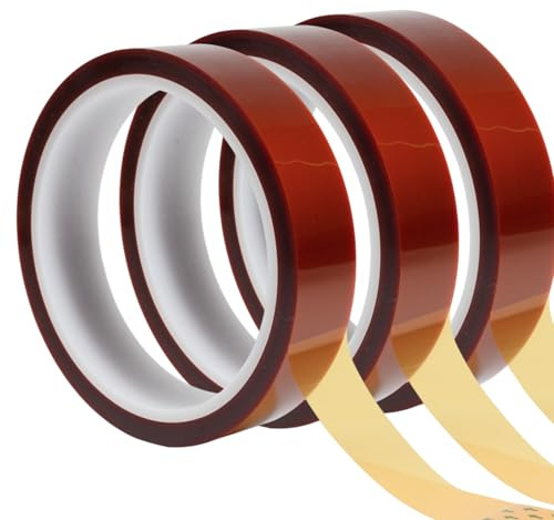 3 Rollen Kapton Tape 20mm x 33m, Geeignet für Kapton Tape Hitzebeständiges Klebeband, Polyimid Klebeband, Sublimation Klebeband, Hochtemperatur Isolierband für Elektronik, Leiterplatten & Reparaturen