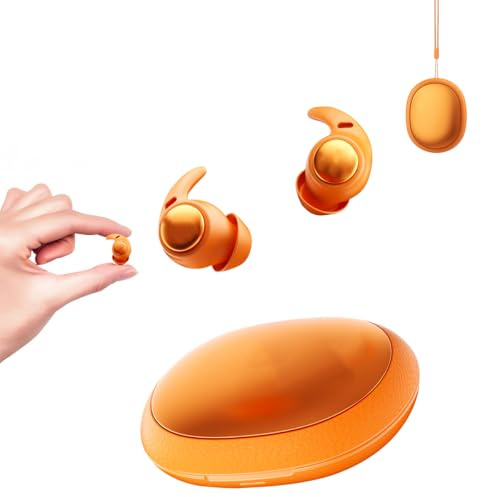 NE76 Sleep Earbuds Bluetooth 5.4 in Ear, AI Translation Headphones Real Time 150 Languages, Waterproof Mini Sleep Headphones Small Design for Side Sleepers for Travel Education Business Meeting Orange