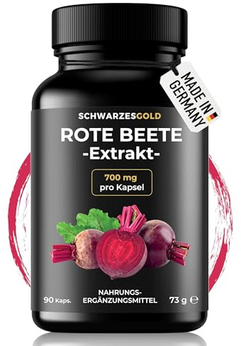 Rote Beete Kapseln Extrakt 4:1-90 Kapseln a 700 mg Hochdosiert - 3 Monats Vorrat - Rote Beete Pulver - Abgefüllt und laborgeprüft in Deutschland, Beetroot, Bete